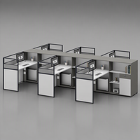 Poste de travail modulaire en L pour bureau moderne avec cloison et armoire de rangement pour employés financiers