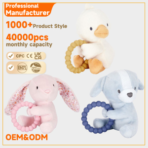 Juguete de Peluche Colgante <span class=keywords><strong>para</strong></span> Cuna y Cochecito, Diseño Original, Suave y Seguro, con Anillo de Silicona, Sonajero, Juguete de Actividad <span class=keywords><strong>para</strong></span> Bebés, Perro y Conejo - Product Image 5