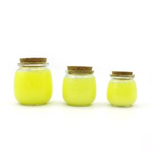 Pot en verre rond à large ouverture pour gelée, yaourt et pouding, avec couvercle en liège, personnalisable, 100ml, 200ml, 300ml - Product Image 1