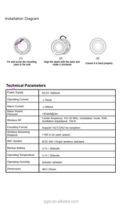 Alarma <span class=keywords><strong>Audible</strong></span> y Visual Interior PGST, DC5V 1000mAh, Inalámbrica RF433, Alarma de Luz, Sirena de Advertencia con Luz Estroboscópica - Product Image 6