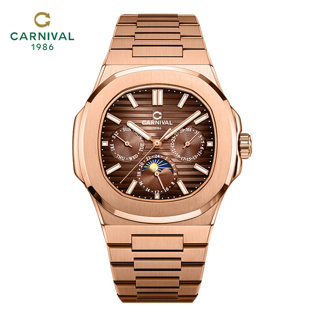 CARNIVAL Luxury Men's Automatic Pearl Rotor Movement Movement Luminous Fashion Business Multifunctional Dial Mechanical Watch