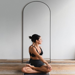 Custom Size Full-Length Black Arched Dressing Mirror <b>Large</b> Gold Metal <b>Framed</b> Floor Wall Mounted Glass for Decorative Use - Product Image 3