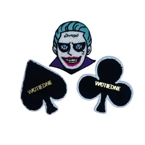 Poker metal quality bulk wholesale customization sew on designer hat clothing patch logo velcroes iron on chenille patches