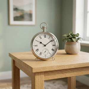 Reloj de Bolsillo de Estilo Vintage, Reloj de Mesa con Esfera Blanca y Patas - Pequeño Reloj de Escritorio Antiguo de Latón, Reloj de Bolsillo de Pie - Product Image 3