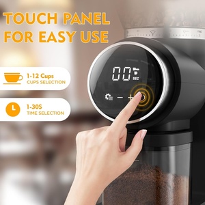 Moulin à café domestique de luxe léger, en acier inoxydable, à meules coniques, 30 réglages de mouture fine, affichage numérique tactile, pour usage domestique, coffret cadeau - Product Image 5