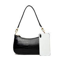 Sac à bandoulière pour femme en cuir véritable gaufré crocodile avec logo personnalisé de luxe Mount Yanzhi, fermeture éclair en polyester RFID, sangle simple