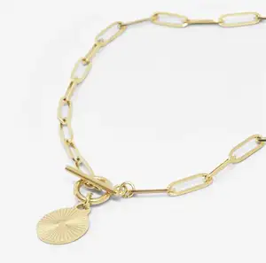 Inspire jewelry – collier à trombone en corde torsadée avec boucle OT, simple, mode, serrure, pendentif soleil, collier femme starburst