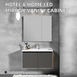 Meubles de salle de bain de luxe modernes avec lavabo, armoire de salle de bain suspendue noire, <span class=keywords><strong>meuble</strong></span>-lavabo en acier inoxydable avec lavabo - Product Image 2