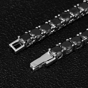 Collier chaîne tennis en <span class=keywords><strong>or</strong></span> <span class=keywords><strong>blanc</strong></span> 5 mm 18 pouces avec zircon noir glacé, bijoux hip hop KRKC&CO - Product Image 3