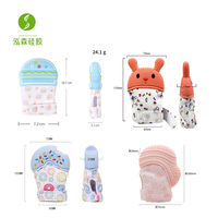 Offres Spéciales unisexe bébé main mitaines souple Silicone nouveau-né anneau de dentition sucette forme de qualité alimentaire matériel enfants gants mitaines