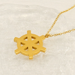 Zogxin Stainless Steel Ship Wheel Necklace 18K Gold Plated Pendant Clavicle Chain For Women Fashion Jewelry - Product Image 3