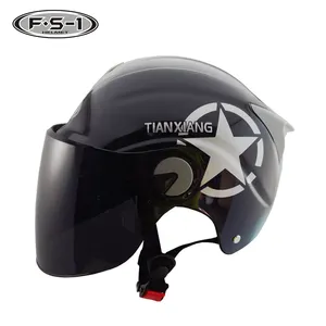 ブラックカラーオフロードレディースオープンフェイスヘルメット電動スクーターレーシングヘルメット