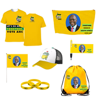 Articles de campagne électorale ANC en gros : T-shirt, casquette, écharpe, drapeau en polyester avec logo personnalisé pour la promotion politique en Afrique du Sud