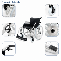 Fauteuil roulant robuste pour personnes en surpoids (374 lb) avec capacité de charge élevée, chaise de transport, barre transversale simple ou double en option