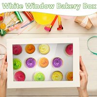Boîte cadeau en carton blanc en vrac avec fenêtre transparente idéale pour la pâtisserie, l'emballage cosmétique de faveur de fête de mariage