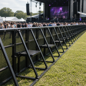 Black Powder Coated Crowd <b>Control</b> Fence, Stable <b>Standing</b> Base Supported Barricade, Easy Assembly Access <b>Control</b> Barrier for Live - Product Image 2