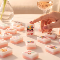 Nouvel ensemble de mahjong américain de luxe en acrylique breveté 2026, tuiles à motif Jelly Cat double couche, portable, pour 4 joueurs, écologique
