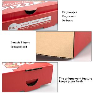 Logotipo de impresión personalizado Pizzas 8 9 10 11 12 14 pulgadas cajas de pizza tablero corrugado pizza cartón para llevar caja de embalaje - Product Image 4