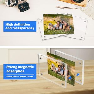 Petit cadre <span class=keywords><strong>photo</strong></span> en acrylique <span class=keywords><strong>4x4</strong></span> pouces cadre <span class=keywords><strong>photo</strong></span> magnétique transparent cadre <span class=keywords><strong>photo</strong></span> sans cadre Double face pour bureau debout libre - Product Image 3