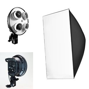 KAMPHO 50*70cm caja suave con <span class=keywords><strong>4</strong></span> ranuras para bombilla de iluminación, 60*90cm E27 Base fotografía Softbox con 5 bombillas cabeza de lámpara - Product Image 1
