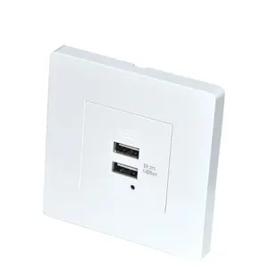 Hot sale NEPCI 86X86MM Flush mount dual USB port A wall charger XJY-USB-17E-3-AA-101 flat type USB wall socket outlet