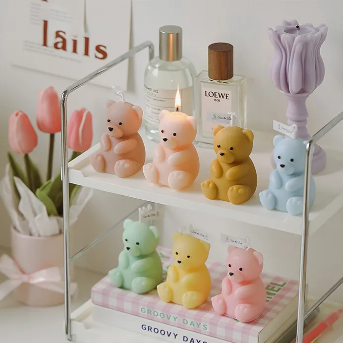 Wholesale creative cartoon animals bulk home decoration cute sitting bear smokeless scented candles
