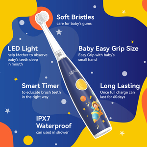 <span class=keywords><strong>Brosse</strong></span> <span class=keywords><strong>à</strong></span> <span class=keywords><strong>dents</strong></span> électrique Seago pour bébés de 0 <span class=keywords><strong>à</strong></span> 3 ans, sonique, rechargeable, étanche IPX7, chargement USB, design de dessin animé, poils doux - Product Image 3