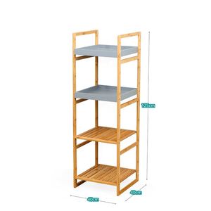 Estante de Almacenamiento Gris Resistente de 4 Niveles, Estantería de Bambú para Cocina, Baño, Sala de Estar - Product Image 5