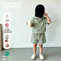 Ensembles de vêtements d'été pour bébé : Polo rayé en tissu éponge et short pour garçon, ensemble 2 pièces en tissu éponge, tenue décontractée