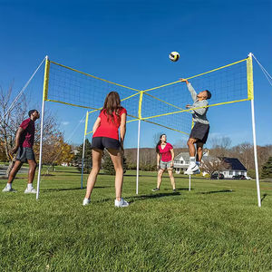 Red de Voleibol Ajustable en 4 Alturas, Red de Voleibol Cuadrada, Juego de Red de Bádminton para Patio Trasero y Playa - Product Image 1