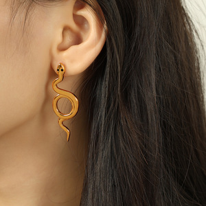 Pendientes de Oro con Forma de Serpiente, Diseño del Zodiaco Animal, Joyería de Moda para Mujer - Product Image 4