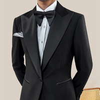 Nouveaux produits OEM : Costume Safari pour homme, veste noire à simple boutonnage et pantalon, coupe ajustée pour mariage