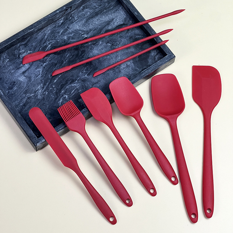 MIXWARES Silicone Baking Set 10 Piece Spatula Scraper Brush and Mixing Spoon One Piece Design for Kitchen