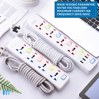 Multiprise électrique TONGXI Modèle 914U avec câble en cuivre de 3 m, 3 prises et 3 ports USB, protection contre les surtensions