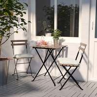 Hongjun [Nanshan] Ensemble table et chaises pliantes en fer, style moderne et minimaliste, pour extérieur, jardin, balcon, salon de thé, café, espace de loisirs