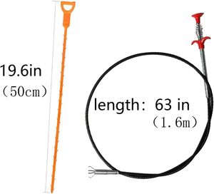 63 inch cống rắn tóc cống làm tắc nghẽn Remover Công cụ linh hoạt Grabber Claw Pick up Reacher công cụ bồn rửa cống Cleaner - Product Image 2