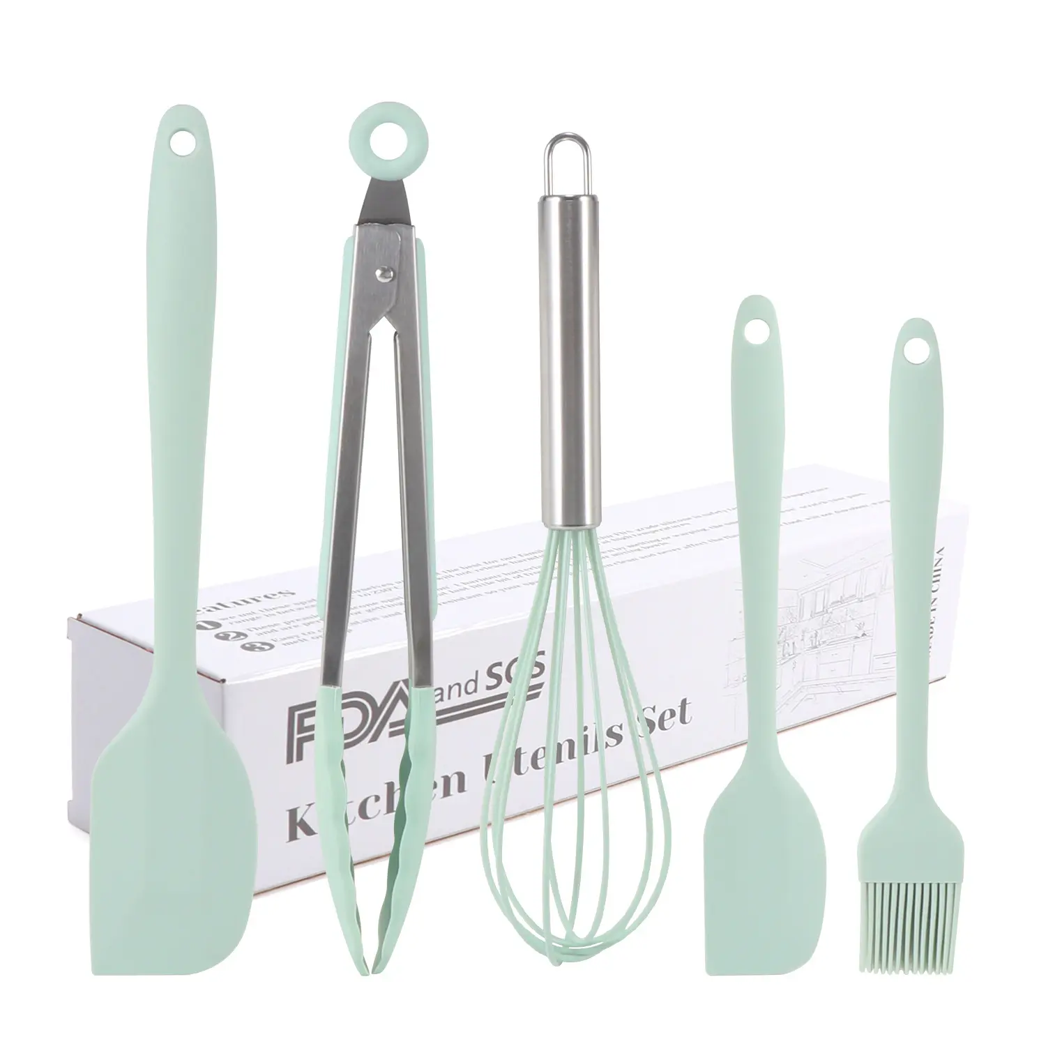 Ensemble d'ustensiles de cuisine 5 PC Ensemble d'outils de cuisson et de pâtisserie en silicone