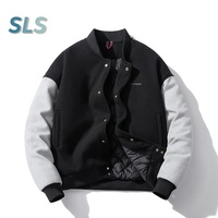 Veste universitaire en laine mélangée pour hommes logo personnalisé hiver chaud Streetwear Stand coupe-vent écologique épais manteau de baseball de haute qualité