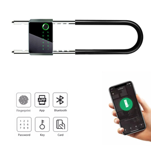 Serrure de sécurité numérique à <span class=keywords><strong>code</strong></span> pour porte en verre avec empreinte digitale, grand <span class=keywords><strong>cadenas</strong></span> en U étanche anti-effraction et anti-vol - Product Image 2