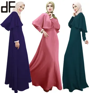 OEM yüksek kalite mütevazı müslüman İslam giyim Trendy fantezi Dubai kadın elbise Abaya ön Zip Up Cape Robe kaftan akşam elbise