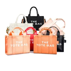 Toptan tasarımcı Premium Bsci fabrika OEM özel Logo baskı moda Lady PU deri siyah kadın büyük el çantası torba