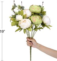 Buket Bunga Peony Sutra Buatan dengan Batang Plastik Baja, Rangkaian Bunga Vintage untuk Dekorasi Pernikahan dan Rumah