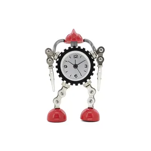 Stainless Steel Kids' Robot Alarm Clock Quartz Motivated with Non-Ticking Needle Display for Living Room Office Kitchen