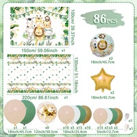 Ensemble de décoration pour fête d'anniversaire d'enfants, toile de fond en papier, nappe, ballons et décorations pour gâteau, fournitures festives