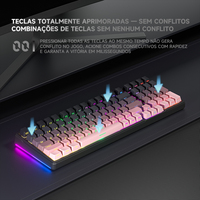 Clavier mécanique de jeu K99Pro 4000mAh avec structure de joint, RGB, Hot Swap, sans fil 2.4Ghz, touches translucides violettes pour PC et bureau