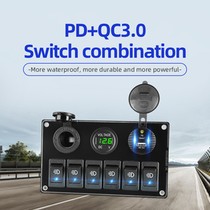 Panneau de commutation à bascule LED <span class=keywords><strong>6</strong></span> voies pour vente en gros, <span class=keywords><strong>chargeur</strong></span> rapide 3.0 36W 12V, panneau de commutation marin - Product Image 2