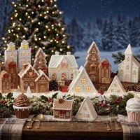 Vente en gros de maisons de bougies de Noël en porcelaine - Porte-bougie artisanal en forme de maison en pain d'épices et d'église