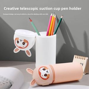 Cross-border Creative Stationery Gift Cartoon Cute Circle Pencil Case Stationery Organizer Washable Silicone Pen Holder - Product Image 2