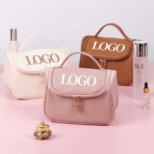 Women <b>Mens</b> Pu Vegan Soft Leather pink Bulk Aesthetic Preppy Small <b>Wash</b> Toiletry Pouch Makeup Manufacturer Cosmetic <b>Bag</b> with logo - Product Image 2