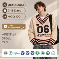 Faible MOQ – Nouveau pull tricoté rétro pour homme avec logo frontal et décoration vintage – Service de fabrication sur mesure